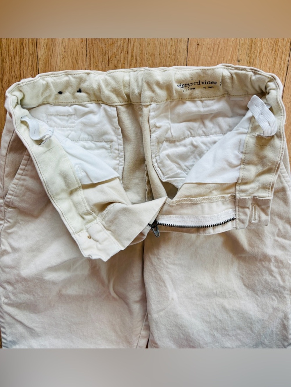 Vineyard Vines Boys Classic Stretch Chino Pants Stone Khaki Adjustable Waist 14 - Picture 4 of 6